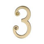 M Marcus Heritage Brass Numeral 3 - Face Fix 76mm Traditional font